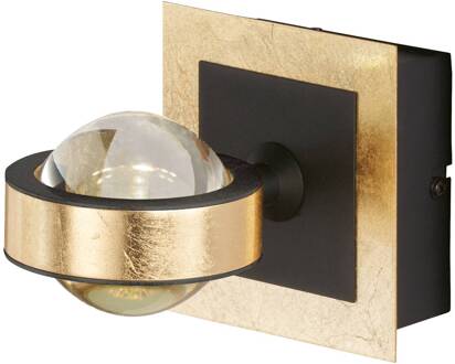 Cluedo LED wandlamp, goudkleurig, breedte 12 cm, metaal, CCT bladgoudkleur, zandzwart