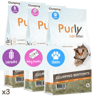 Clumping bentoniet kattenbakvulling - probeerpakket alle geuren (3 x 5 liter)