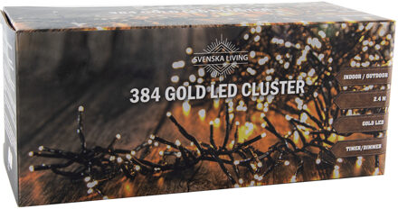 Clusterverlichting goud buiten 384 lampjes 240 cm inclusief timer en dimmer - Kerstverlichting kerstboom Goudkleurig