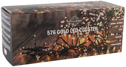 Clusterverlichting goud buiten 576 lampjes 350 cm inclusief timer en dimmer - Kerstverlichting kerstboom Goudkleurig