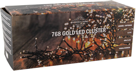 Clusterverlichting goud buiten 768 lampjes 450 cm inclusief timer en dimmer - Kerstverlichting kerstboom Goudkleurig