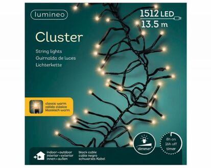 Clusterverlichting Klassiek Warm 13,5 m/1512 Lampjes Zwart