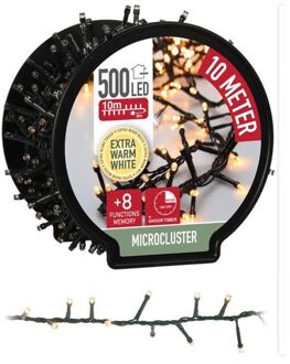 Clusterverlichting op haspel 500 leds warm wit met timer functie 10 meter - Kerstverlichting kerstboom Zwart