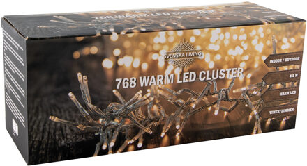 Clusterverlichting transparant snoer buiten 768 lampjes 450 cm inclusief timer en dimmer - Kerstverlichting kerstboom Wit