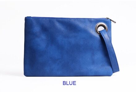 Clutch Bag Eenvoudige Retro Dame Handtas Mode Grote Capaciteit Clutch Rits Envelop Tas Blauw
