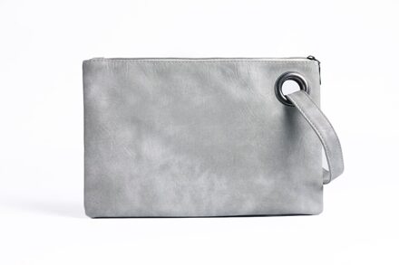 Clutch Bag Eenvoudige Retro Dame Handtas Mode Grote Capaciteit Clutch Rits Envelop Tas licht grijs