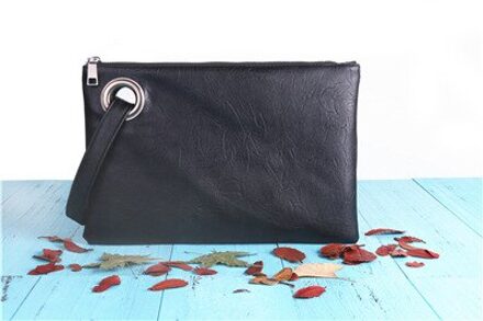 Clutch Bag Eenvoudige Retro Dame Handtas Mode Grote Capaciteit Clutch Rits Envelop Tas zwart