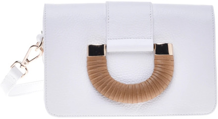 Clutch bag in white tumbled leather Baldinini , White , Dames - ONE Size