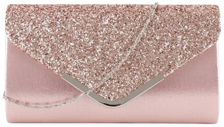 Clutch Bag Vrouwelijke Satijn Diamante Handtas Vintage Chain Evening Clutch Wallet Party Envelop Telefoon Tas Bolsos roze