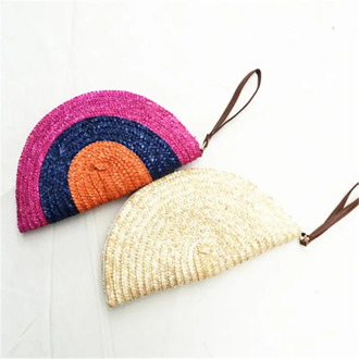 Clutch Bag Wheatgrass Summer Straw Bag semicircle a6230