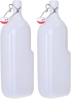 CM beugelfles/weckfles/waterfles container - 2x - wit - kunststof - 1,5 liter