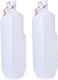 CM beugelfles/weckfles/waterfles container - 2x - wit - kunststof - 2 liter