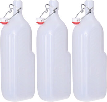 CM beugelfles/weckfles/waterfles container - 3x - wit - kunststof - 1,5 liter