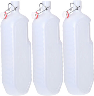 CM beugelfles/weckfles/waterfles container - 3x - wit - kunststof - 2 liter