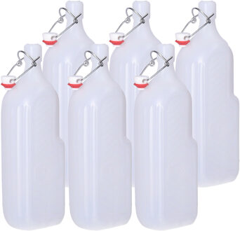 CM beugelfles/weckfles/waterfles container - 6x - wit - kunststof - 1,5 liter