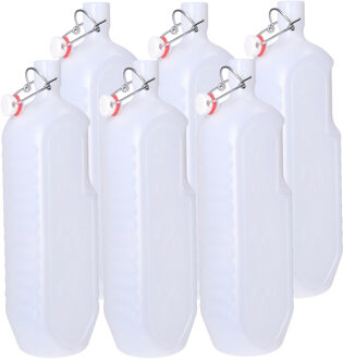 CM beugelfles/weckfles/waterfles container - 6x - wit - kunststof - 2 liter
