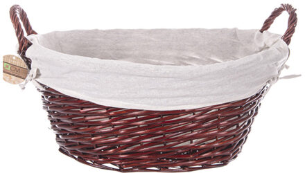 CM Cadeaumand met hengsel - bruin mahonie - riet - 58 x 45 x 32 cm - rietenmand