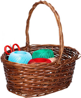 CM Cadeaumand met hengsel - donkerbruin - riet - 30 x 22 x 12 cm - rieten mand