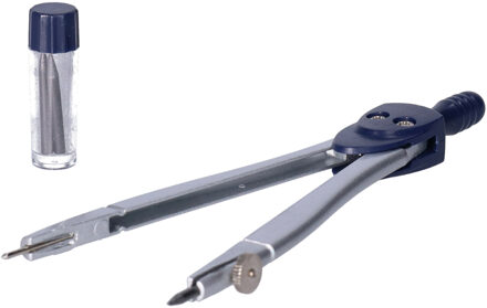CM Centrum Passer set - 2 delig - Voor school - Wiskunde - 11 cm - met potloodvullingen Zilver