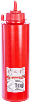 CM Doseerfles/sausfles rood - kunststof - met schenktuit - 1000 ml - 28 x 8 cm
