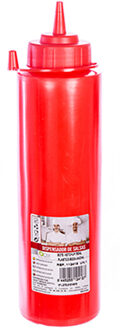 CM Doseerfles sausfles rood - kunststof - met schenktuit - 750 ml - 28 x 7 cm