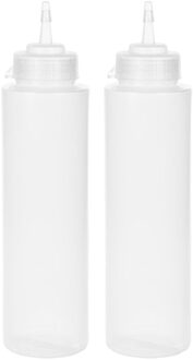 CM Doseerfles/sausfles transparant - 2x - kunststof - met schenktuit - 1000 ml - 28 x 8 cm