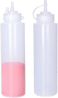 CM Doseerfles/sausfles transparant - 2x - kunststof - met schenktuit - 750 ml - 28 x 7 cm