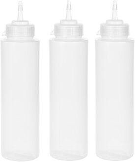 CM Doseerfles/sausfles transparant - 3x - kunststof - met schenktuit - 1000 ml - 28 x 8 cm