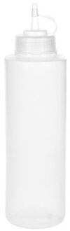 CM Doseerfles/sausfles transparant - kunststof - met schenktuit - 1000 ml - 28 x 8 cm