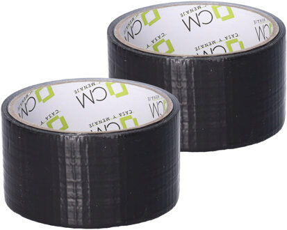 CM Duct tape - zwart - 2x rol - 48mm x 10m - binnen/buiten