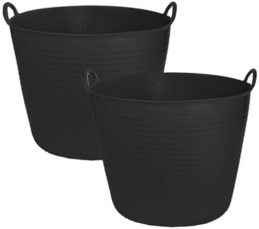CM Flexibele kuip/emmer - 2x - zwart - 42 liter - kunststof - 45 x 37 cm