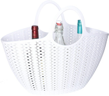 CM Flexibele wasmand/tas - wit - 22 liter - kunststof - 50 x 20 x 40 cm - opbergen