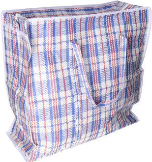 CM Grote opberg tas voor dekens/kussens/speelgoed - met rits - gestreept blauw - 60 x 60 x 18 cm