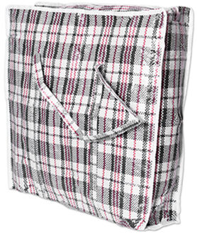 CM Grote opberg tas voor dekens/kussens/speelgoed - met rits - gestreept grijs - 50 x 50 x 18 cm