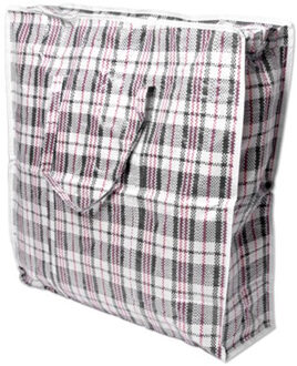 CM Grote opberg tas voor dekens/kussens/speelgoed - met rits - gestreept grijs - 60 x 60 x 18 cm