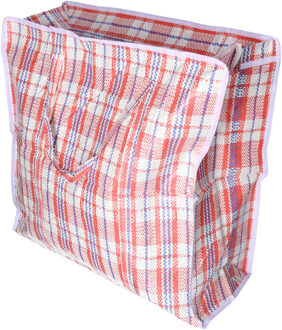 CM Grote opberg tas voor dekens/kussens/speelgoed - met rits - gestreept rood - 50 x 50 x 18 cm