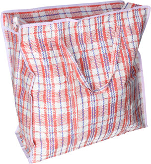 CM Grote opberg tas voor dekens/kussens/speelgoed - met rits - gestreept rood - 60 x 60 x 18 cm