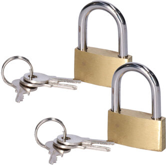 CM Hangslot met sleutel - 2x - 30 mm beugel - 3 sleutels - 3,5 x 2 x 0,5 cm