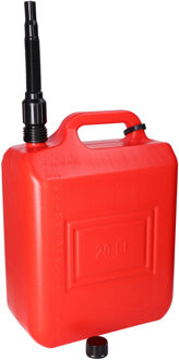 CM Jerrycan/benzinetank - 20 liter - knalrood - kunststof - met flexibele schenktuit