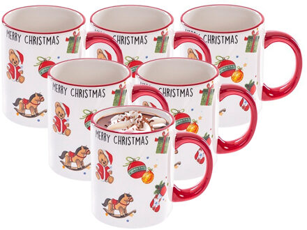 CM Kerst mok - 25x - Merry Christmas - 300 ml - keramiek - in doosje - koffiemok - cadeau - kerstbeker