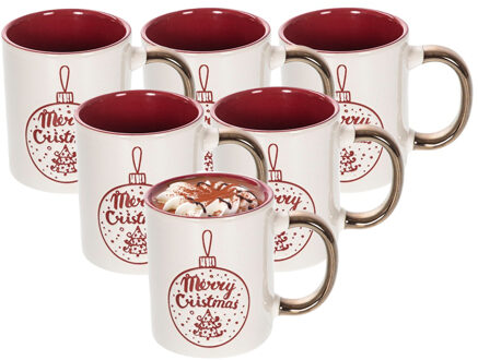 CM Kerst mok - 25x - Merry Christmas - 300 ml - keramiek - koffiemok - cadeau - kerstbeker - theemok