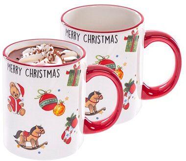 CM Kerst mok - 2x - Merry Christmas - 300 ml - keramiek - in doosje - koffiemok - cadeau - kerstbeker