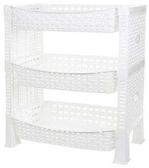 CM keuken opbergrek - 3-laags - wit - met gaatjes - kunststof - 47 x 41 x 30 cm