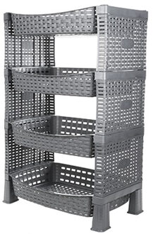 CM keuken opbergrek - 4-laags - grijs - met gaatjes - kunststof - 65 x 41 x 30 cm