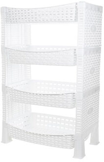 CM keuken opbergrek - 4-laags - wit - met gaatjes - kunststof - 65 x 41 x 30 cm