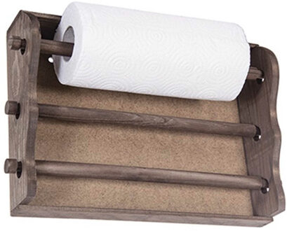 CM Keukenrol houder/folie dispenser wand - walnoot hout - 30 x 36 cm - keuken organizer/rollenhouder