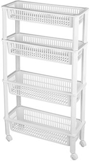 CM keukentrolley/badkamer - op wieltjes - 4-laags - wit - kunststof - 51 x 20 x 94 cm