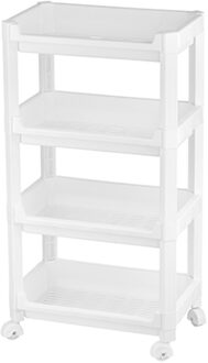 CM keukentrolley/badkamer trolley - op wieltjes - 4-laags - wit - kunststof - 35 x 22 x 67 cm