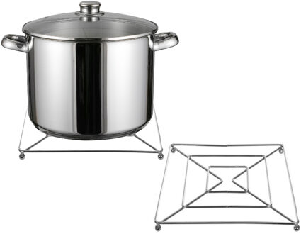 CM Onderzetter voor pannen - 2x - metaal - 17 x 17 cm - vierkant - hittebestendig - kookpannen
