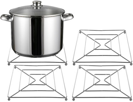 CM Onderzetter voor pannen - 4x - metaal - 17 x 17 cm - vierkant - hittebestendig - kookpannen